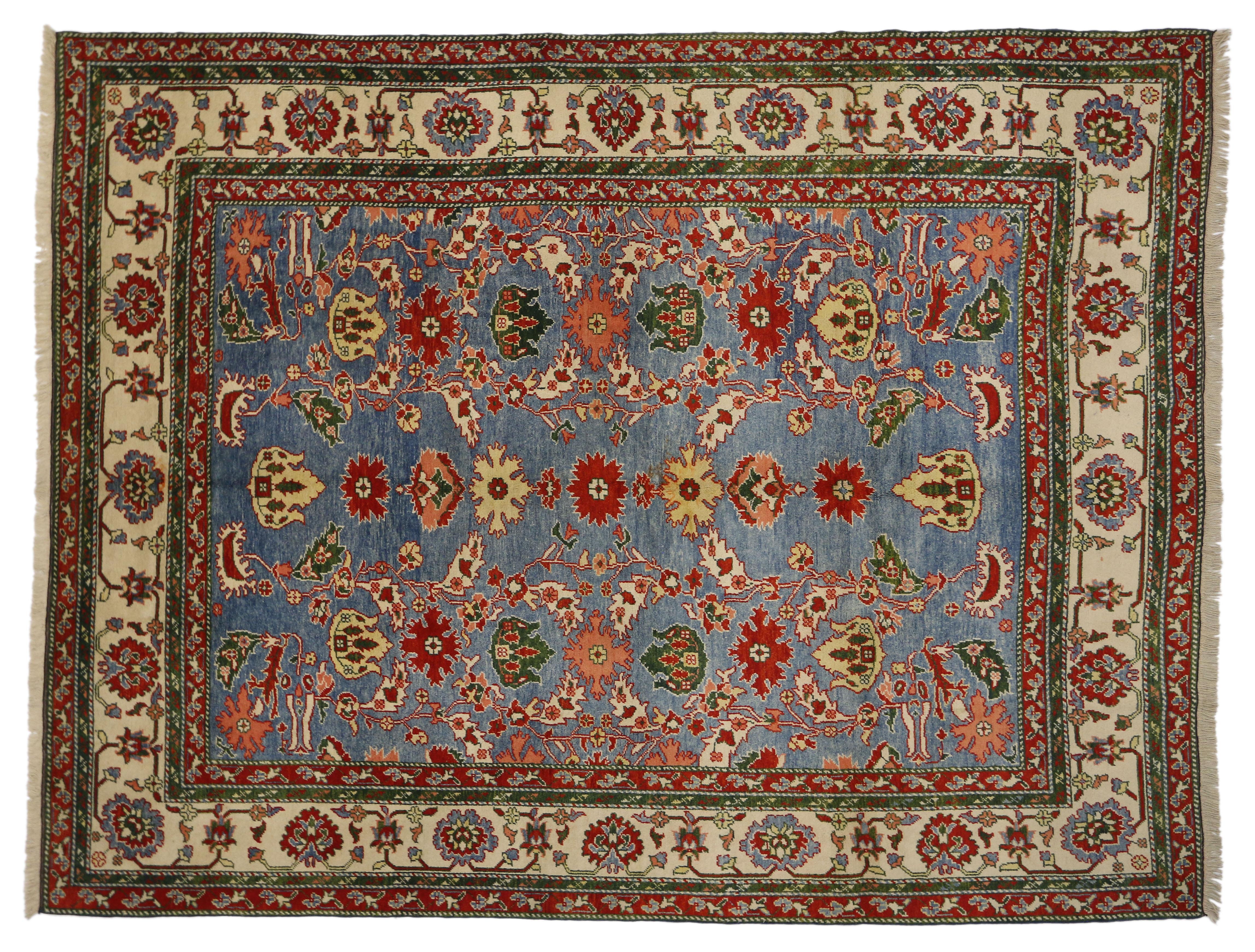Vintage Turkish Oushak Rug with Traditional Style In Good Condition In Dallas, TX