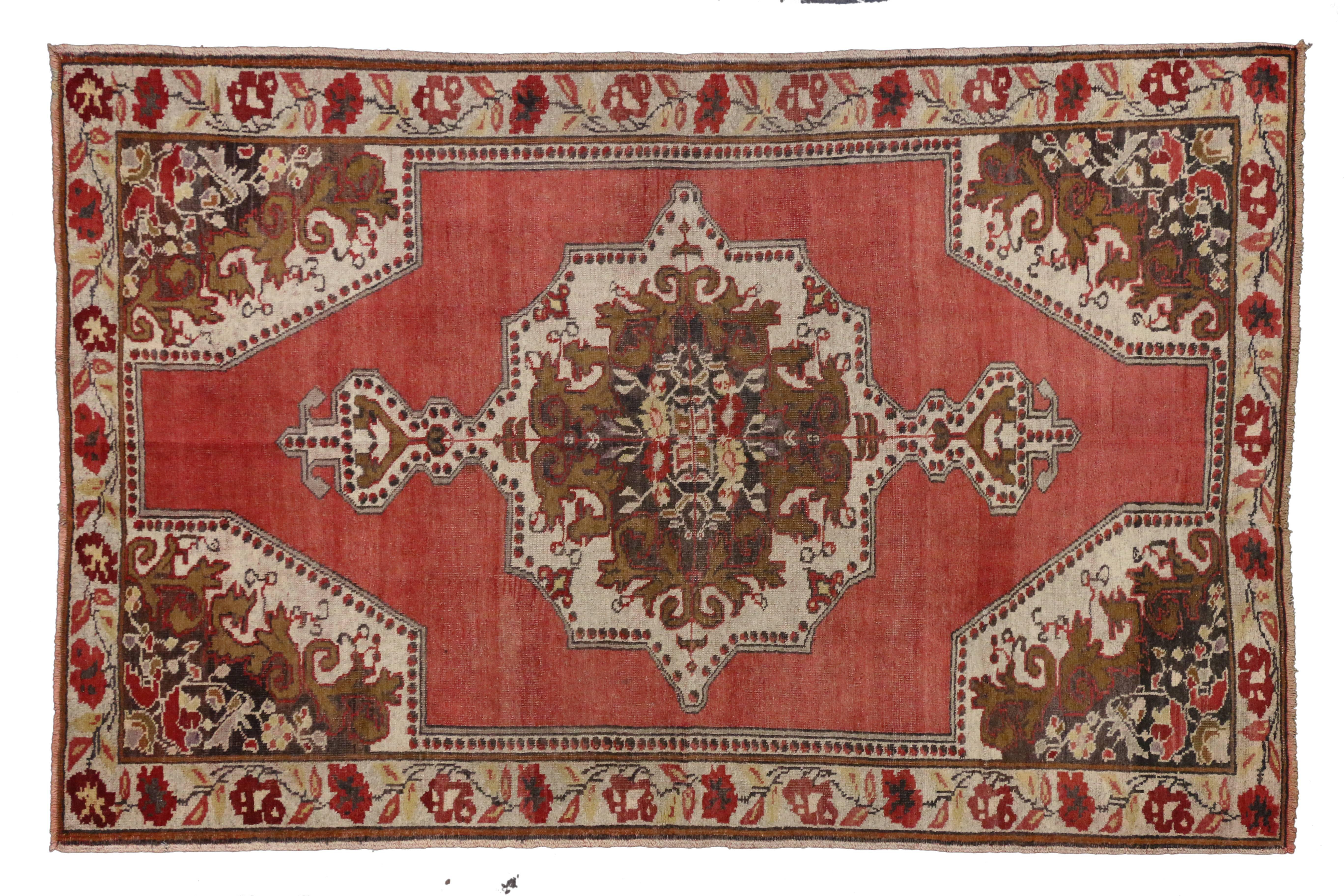 Türkischer Oushak-Teppich im traditionellen Stil, Vintage im Zustand „Gut“ im Angebot in Dallas, TX
