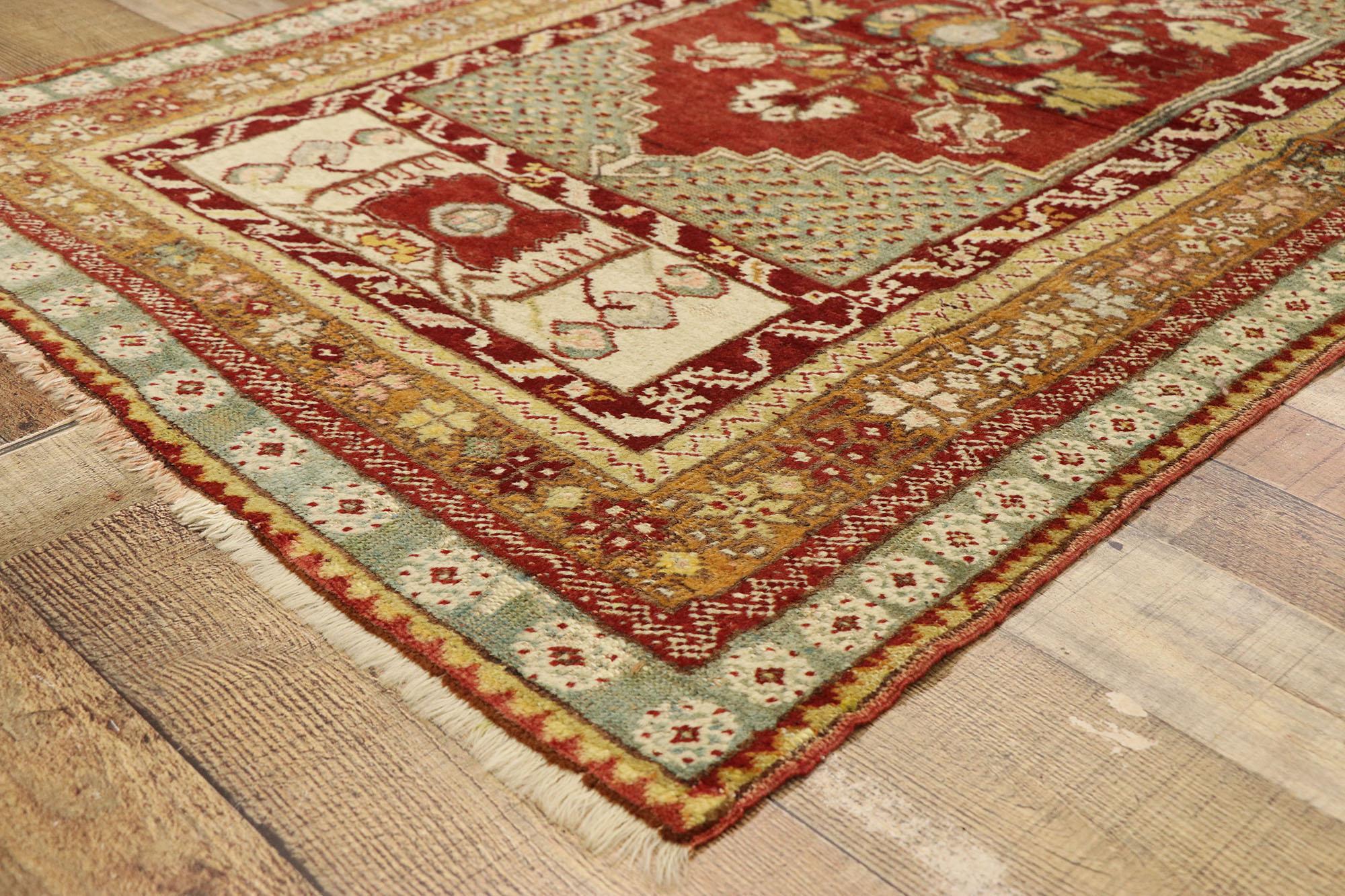 Wool Vintage Turkish Oushak Rug with Traditional Style For Sale