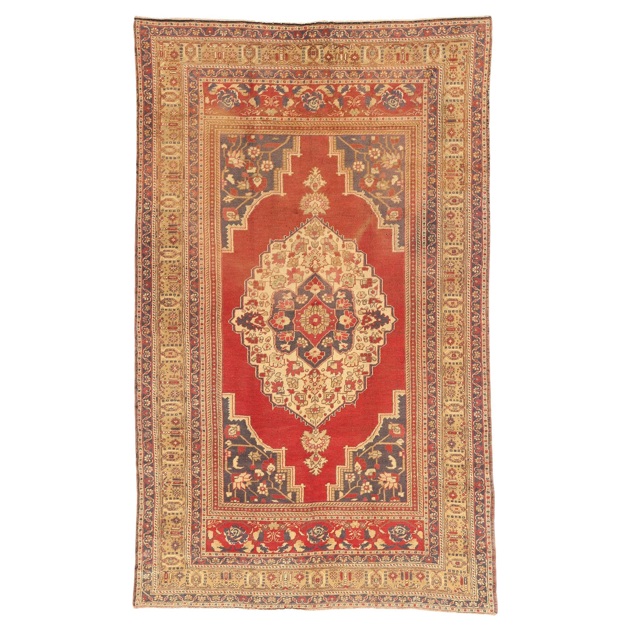 1960's Turkish Oushak Carpet with Traditional Style