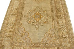 Distressed Vintage Turkish Oushak Rug Runner with British Colonial Style