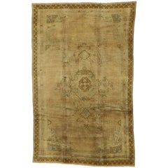 Vintage Turkish Oushak Rug with Traditional Style, Warm Golden Earth Tone Colors Vintage Turkish Oushak Rug with Traditional Style, Warm Golden Earth Tone Colors