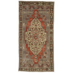 Vintage Turkish Oushak Rug with Traditional Style, Wide Hallway Runner