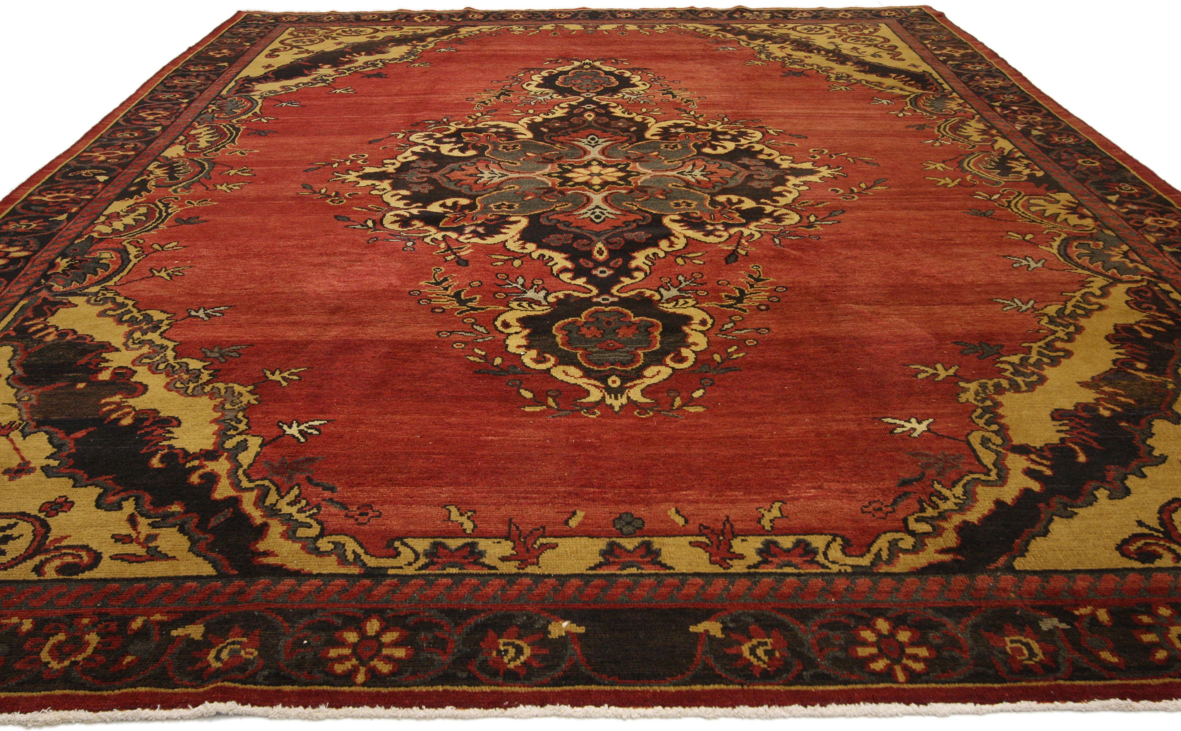 20th Century Vintage Turkish Oushak Rug with Traditional Victorian Style  For Sale