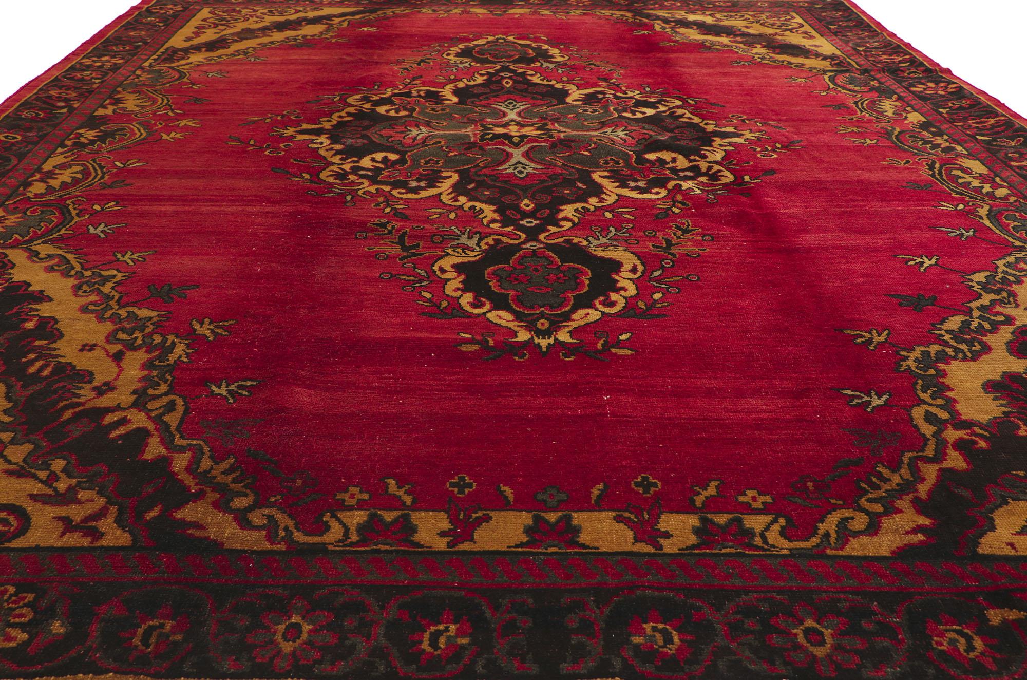 Wool Vintage Turkish Oushak Rug with Traditional Victorian Style  For Sale