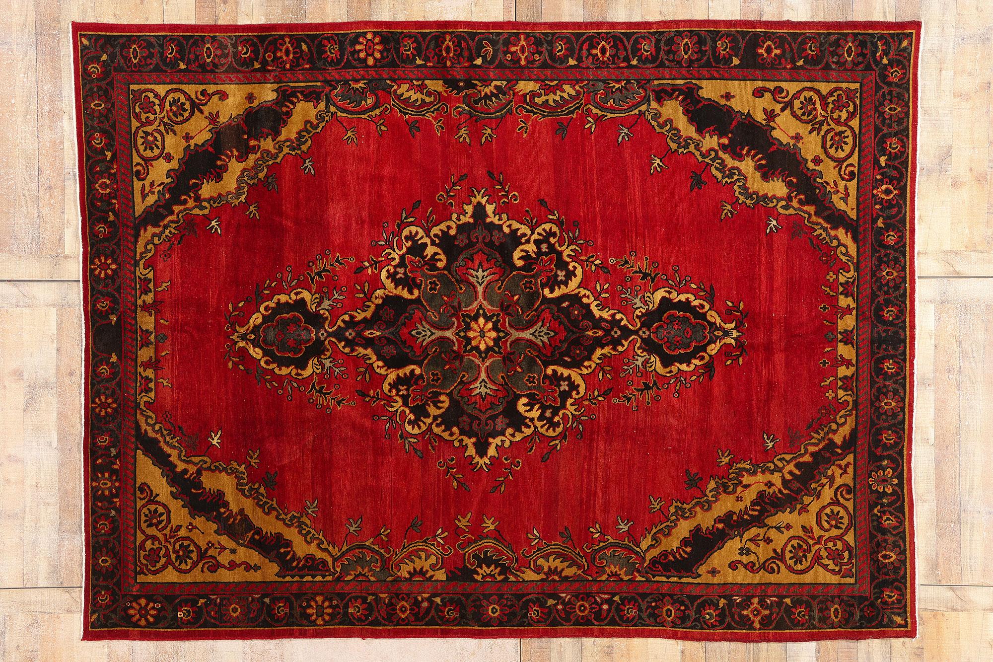 1940's Turkish Oushak Carpet with Modern Style For Sale 4