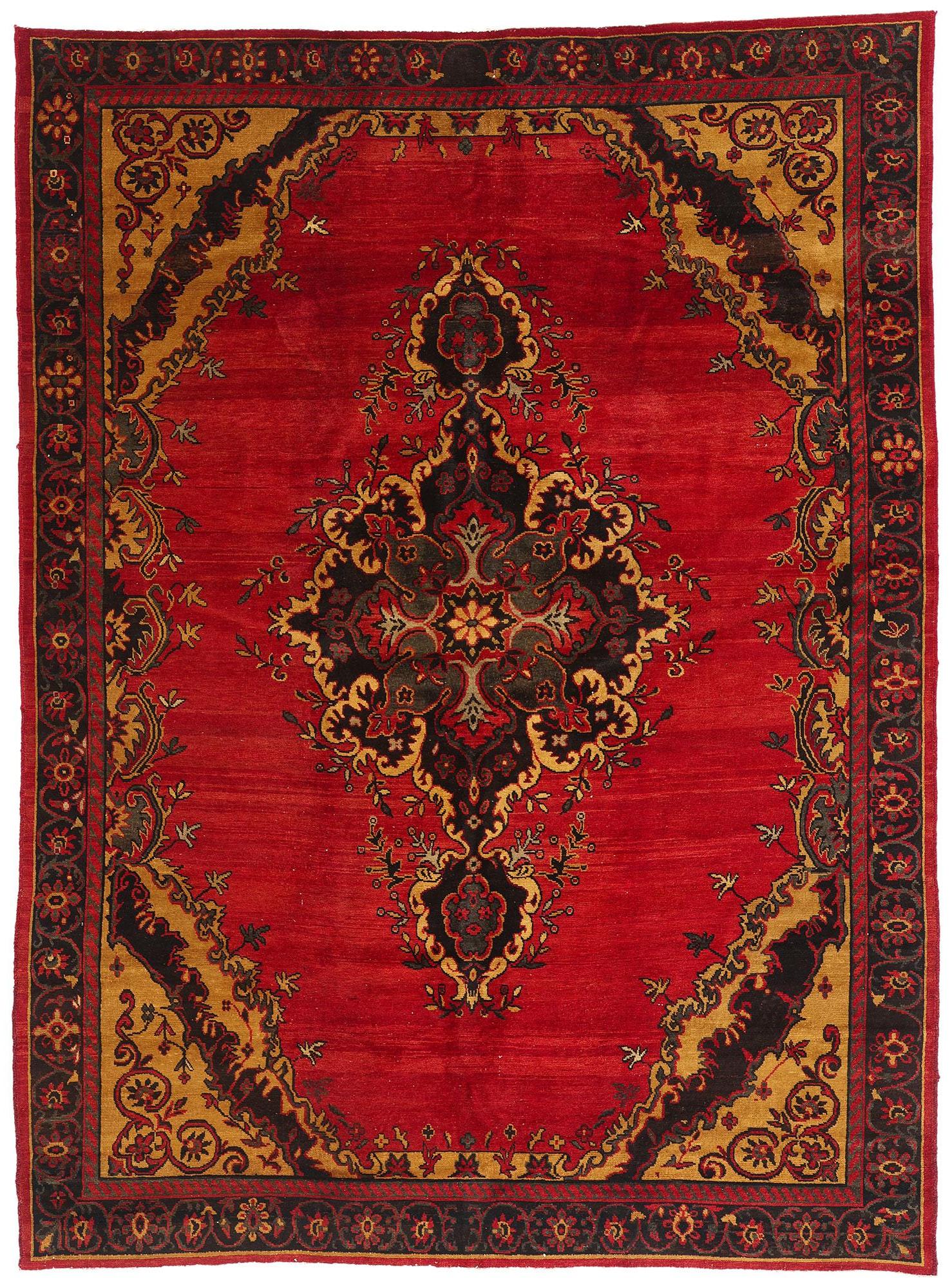 Tapis turc Oushak des années 1940 au style moderne