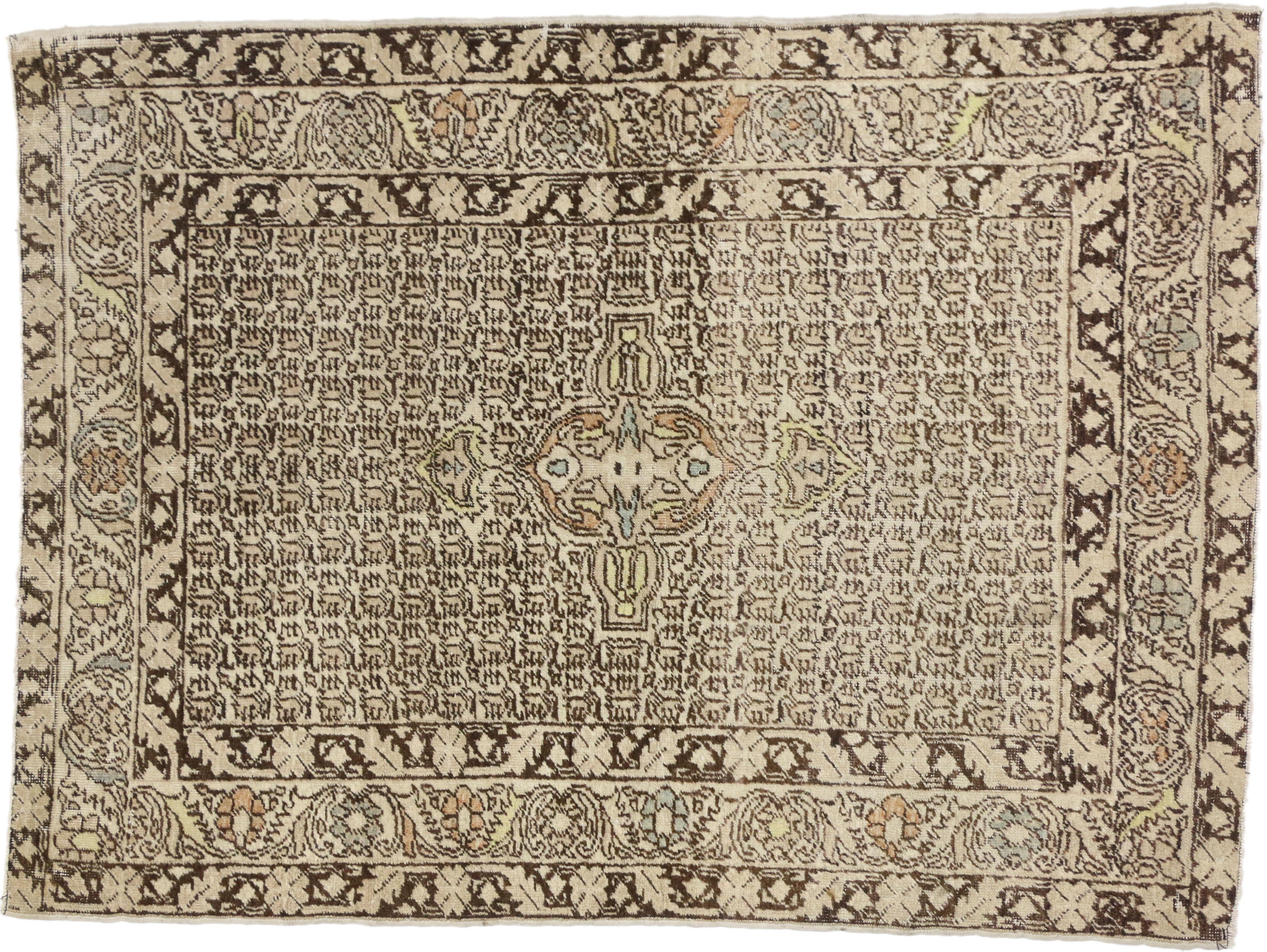 XX secolo Tappeto turco vintage Oushak con stile transitorio William & Mary in vendita