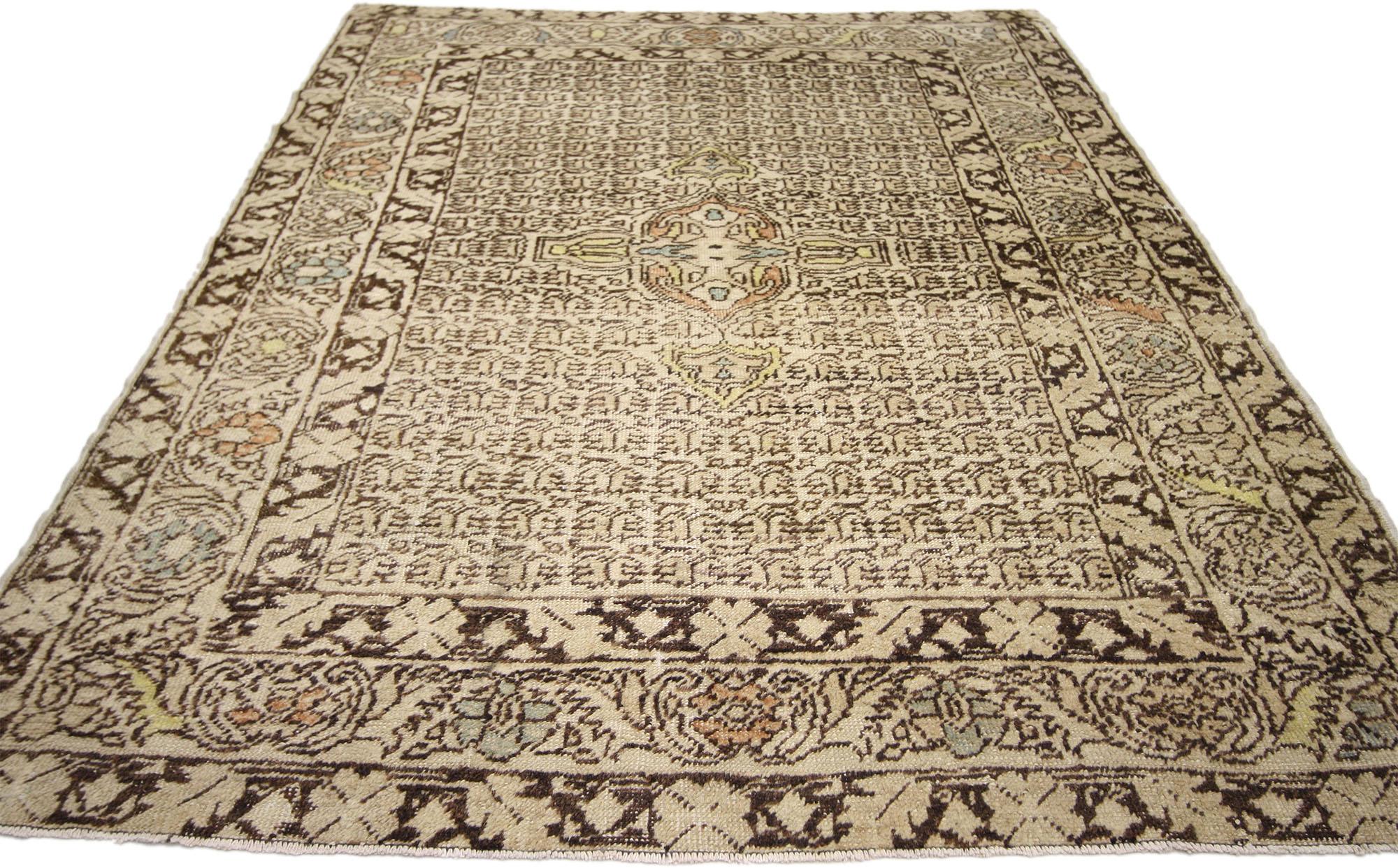 Vintage Turkish Oushak Rug with Transitional William and Mary Style For Sale 2