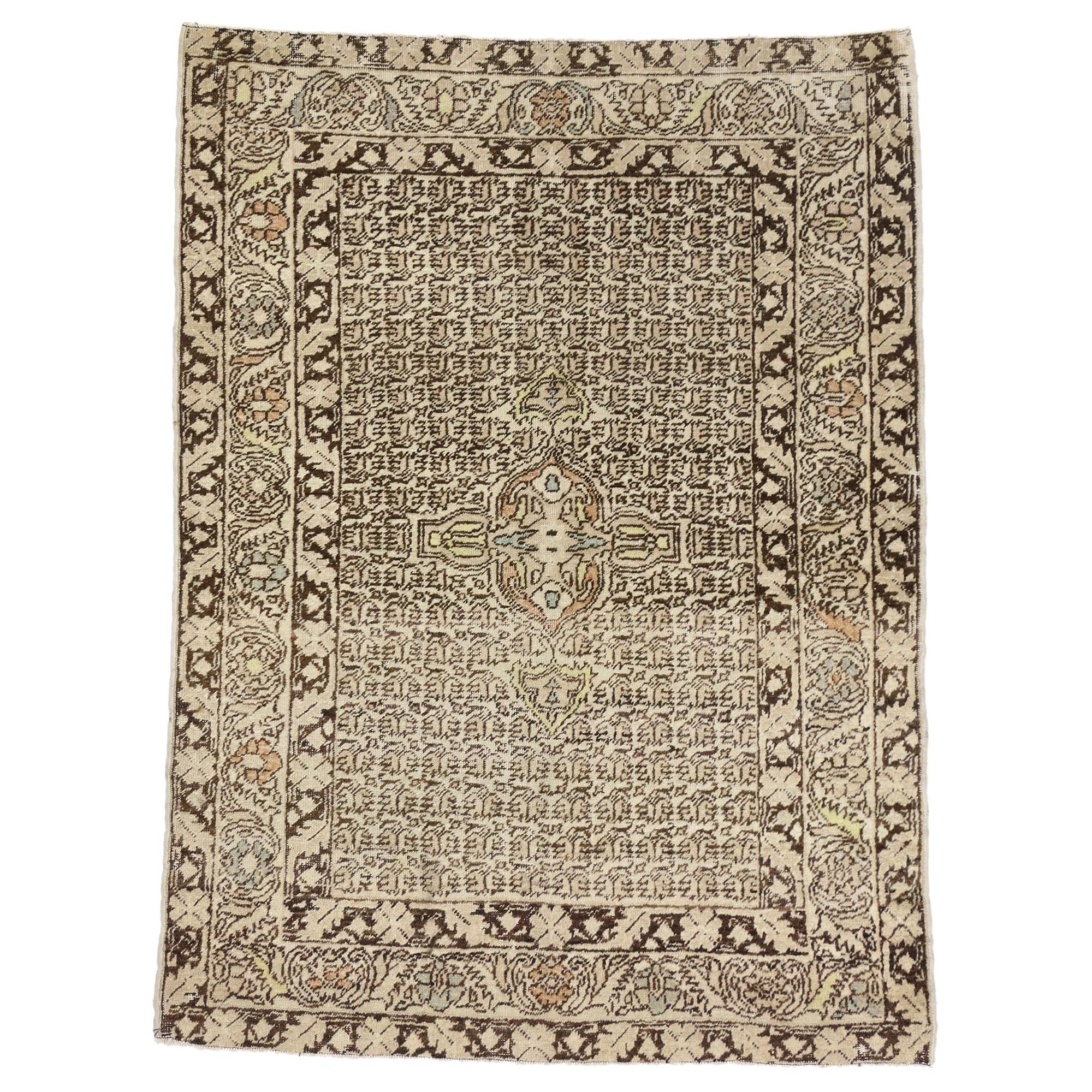 Tappeto turco vintage Oushak con stile transitorio William & Mary in vendita