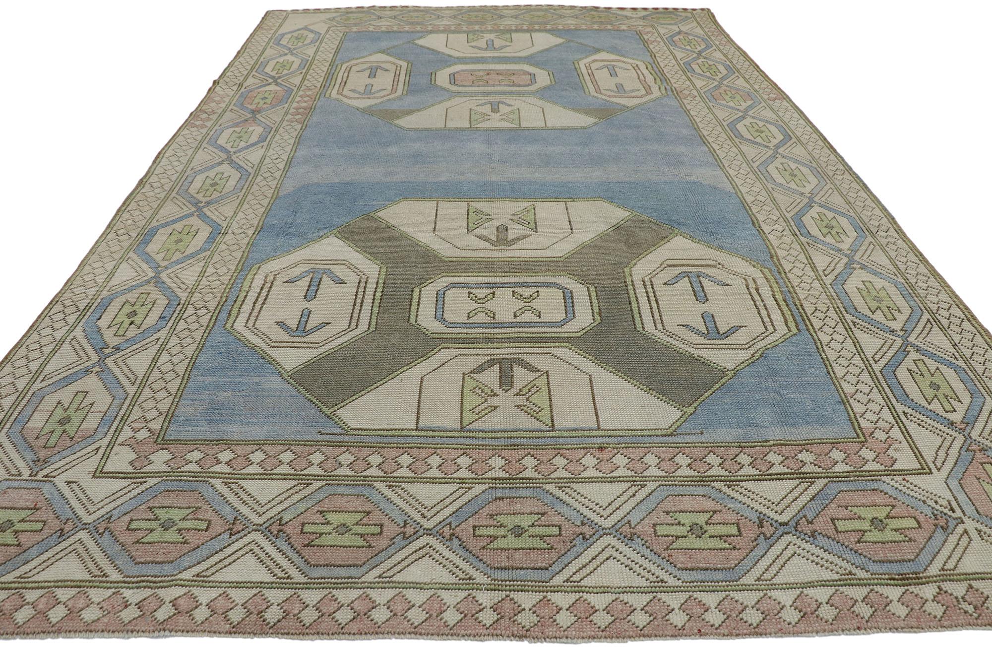 Türkischer Oushak-Teppich im Stammesstil, Vintage (Handgeknüpft) im Angebot