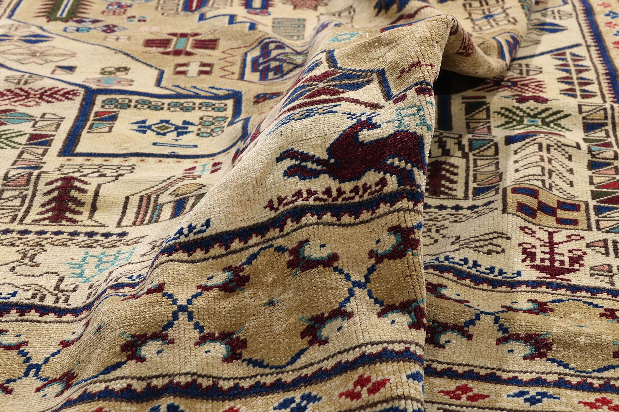 Türkischer Oushak-Teppich im Stammesstil, Vintage im Zustand „Gut“ im Angebot in Dallas, TX