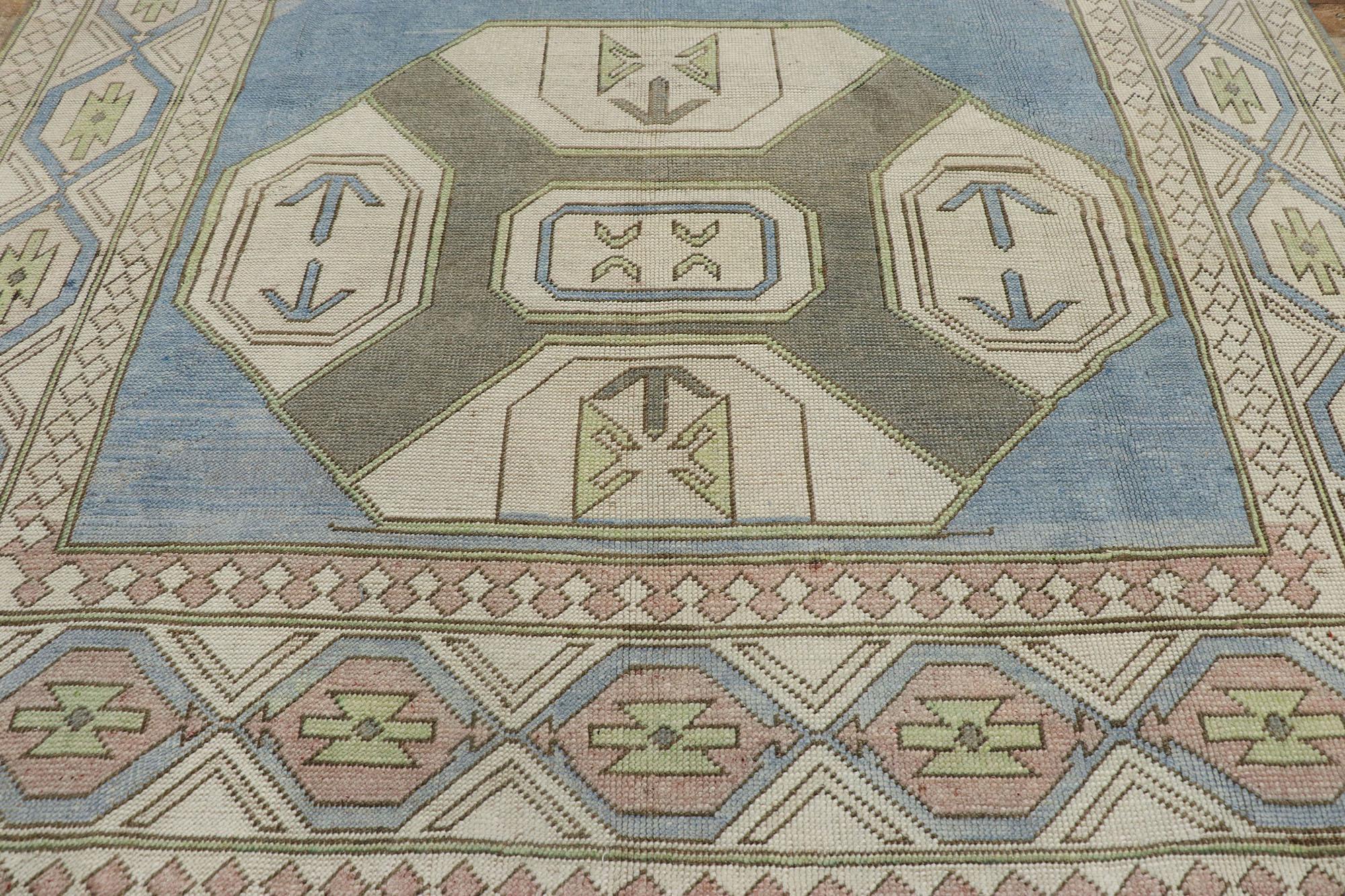 Türkischer Oushak-Teppich im Stammesstil, Vintage im Zustand „Gut“ im Angebot in Dallas, TX
