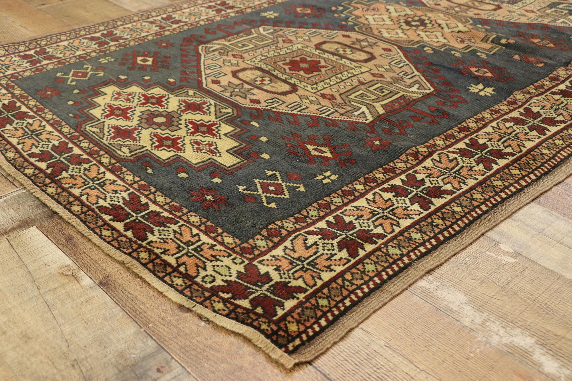 Wool Vintage Turkish Oushak Rug with Tribal Style For Sale