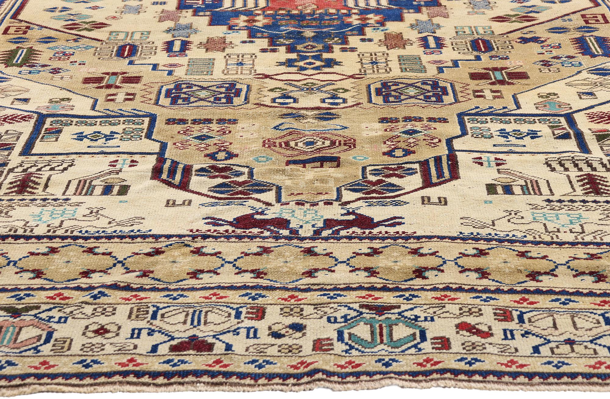 Türkischer Oushak-Teppich im Stammesstil, Vintage im Angebot 1