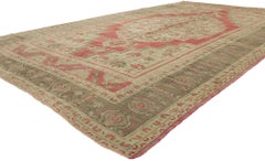 Tappeto vintage turco Oushak in stile Tudor