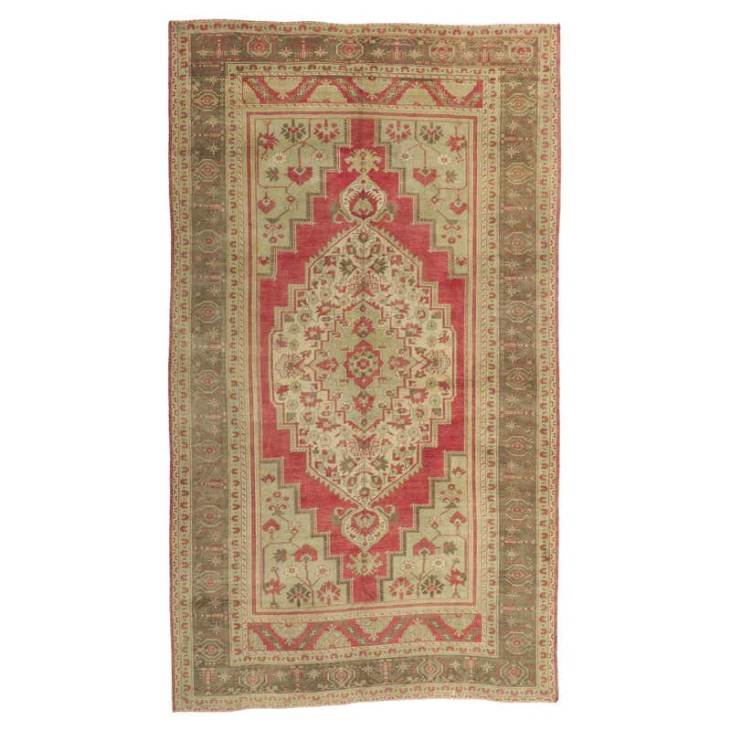 Vintage Turkish Oushak Accent Rug with Rustic Tudor Style For Sale at ...