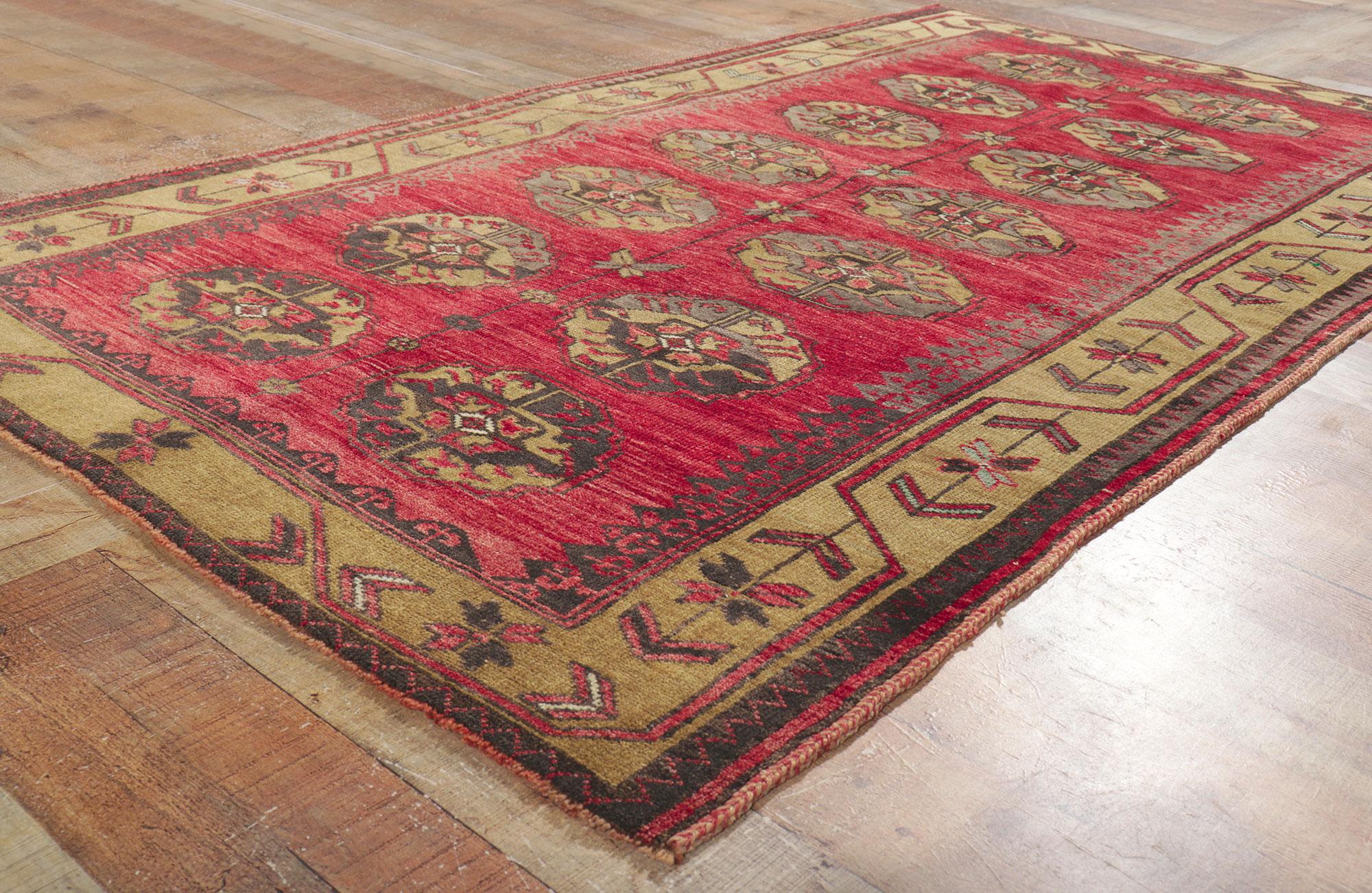 20th Century Vintage Turkish Oushak Rug with Turkoman Elephant Foot Design For Sale