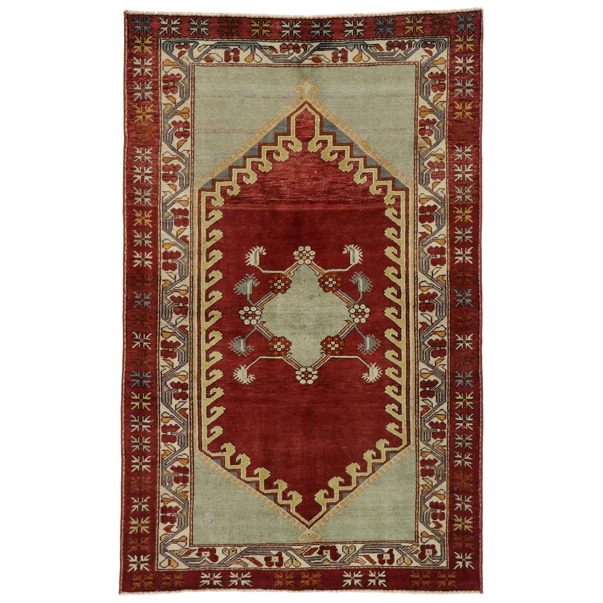 Vintage Turkish Oushak Rug with Venetian Style For Sale