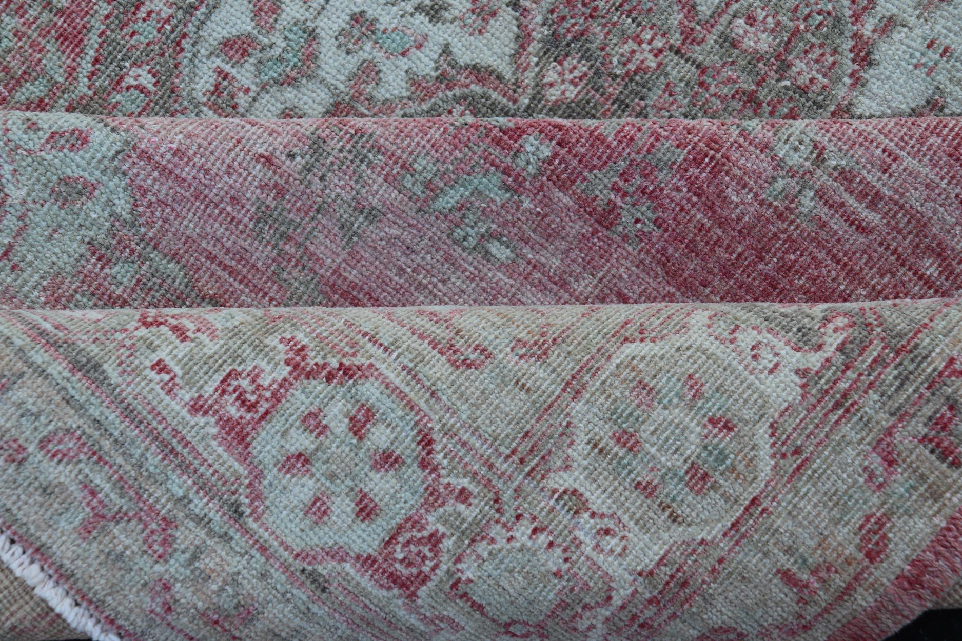 Tapis turc Oushak aux motifs géométriques multicolores et vibrants 5'0 x 14'3 en vente 3