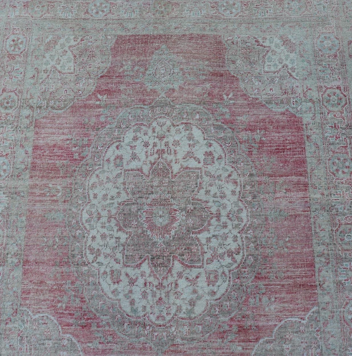 Tapis turc Oushak aux motifs géométriques multicolores et vibrants 5'0 x 14'3 Bon état - En vente à Atlanta, GA
