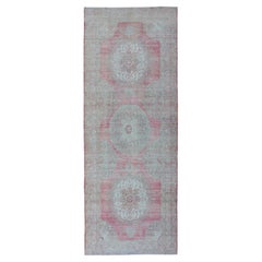 Vintage Turkish Oushak Rug With Vibrant Multicolor Geometric Patterns 5'0 x 14'3