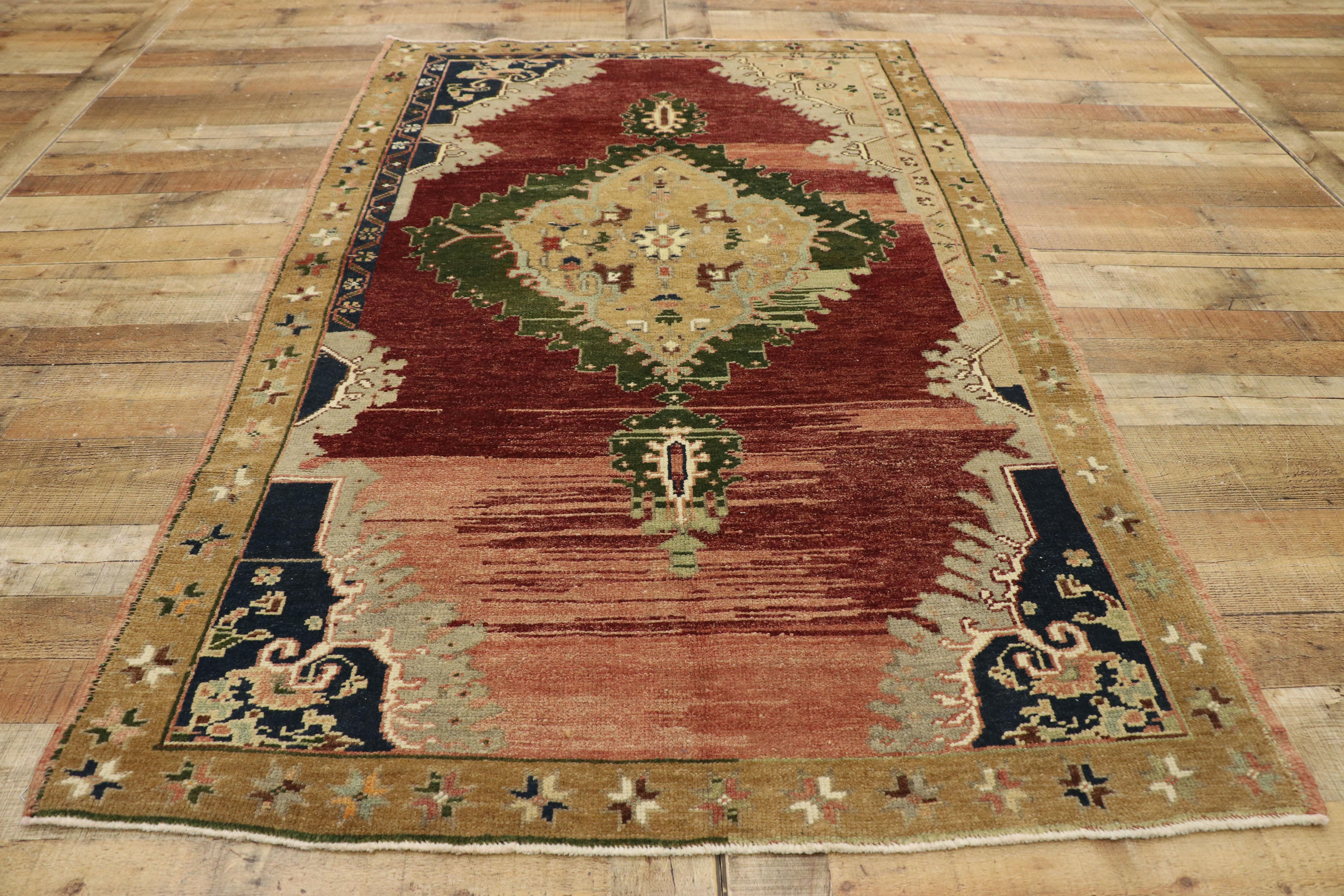 Vintage Turkish Oushak Rug with Victorian Gothic Style For Sale 2