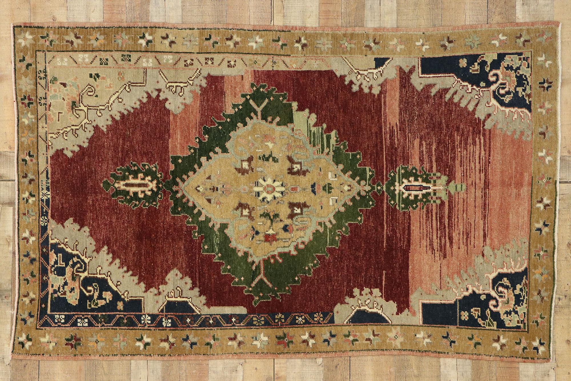 Vintage Turkish Oushak Rug with Victorian Gothic Style For Sale 3