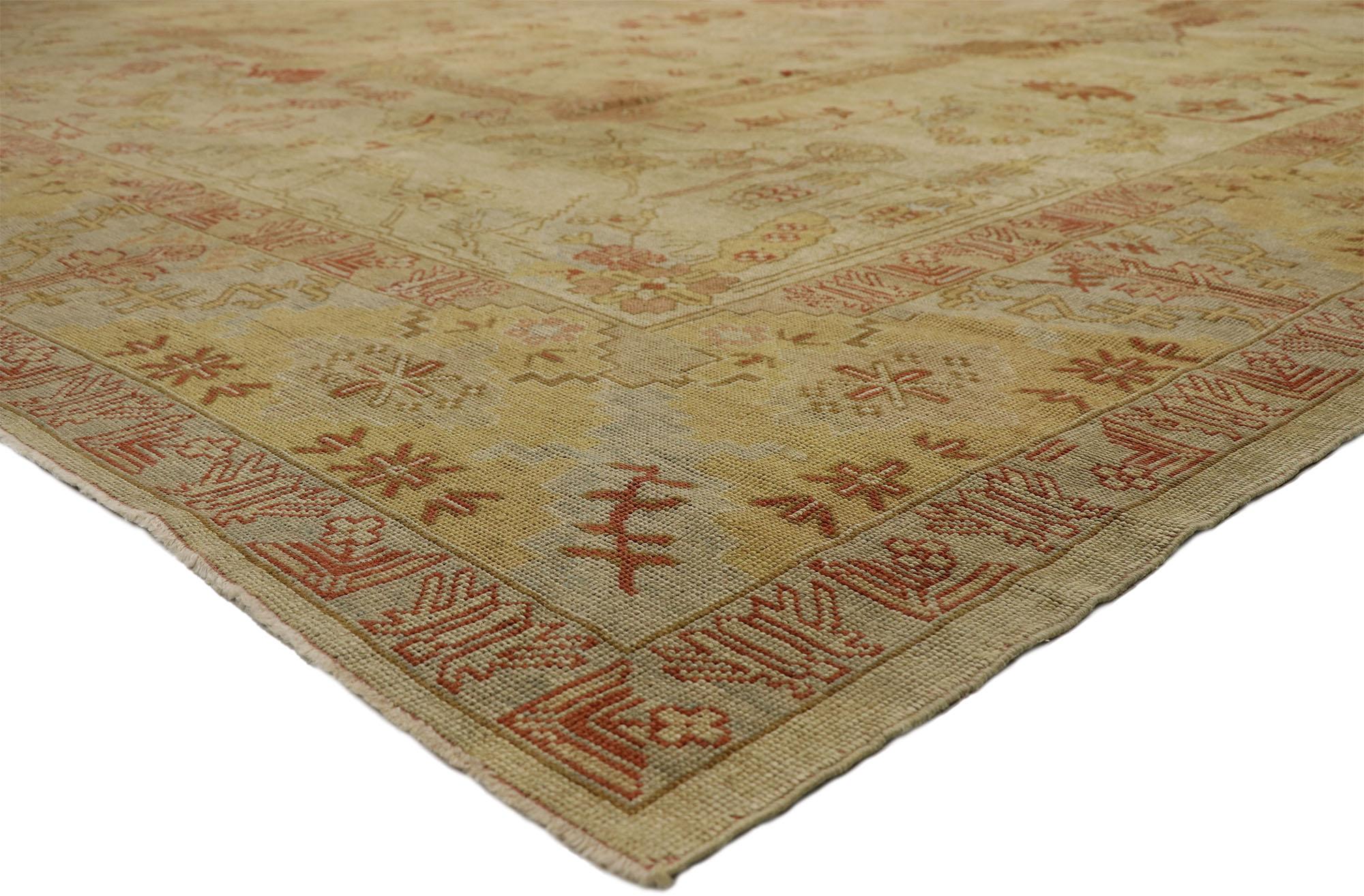 Hand-Knotted Oversized Vintage Turkish Oushak Rug, 15'01 x 17'09 For Sale