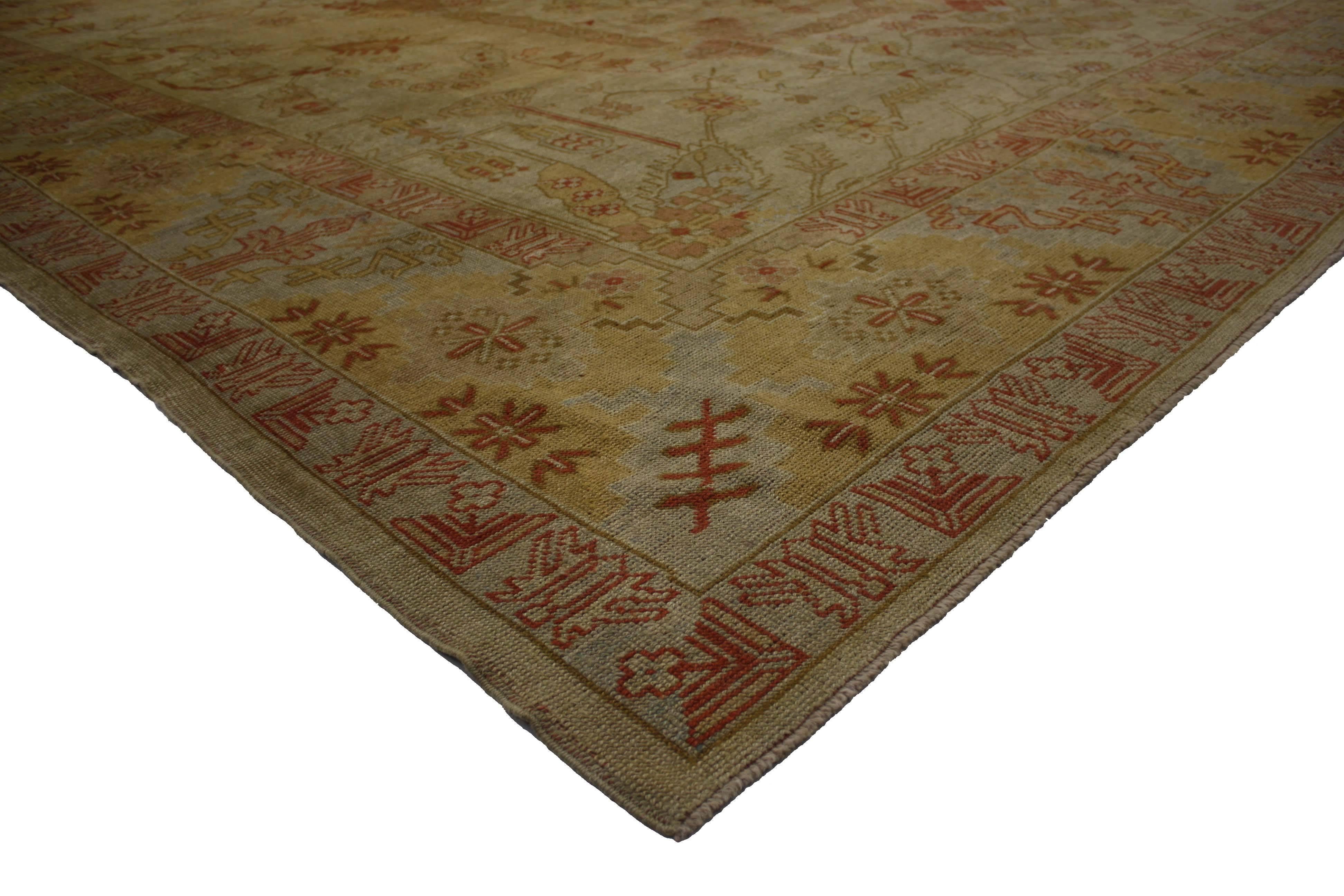 Oversized Vintage Turkish Oushak Rug, 15'01 x 17'09 In Excellent Condition For Sale In Dallas, TX