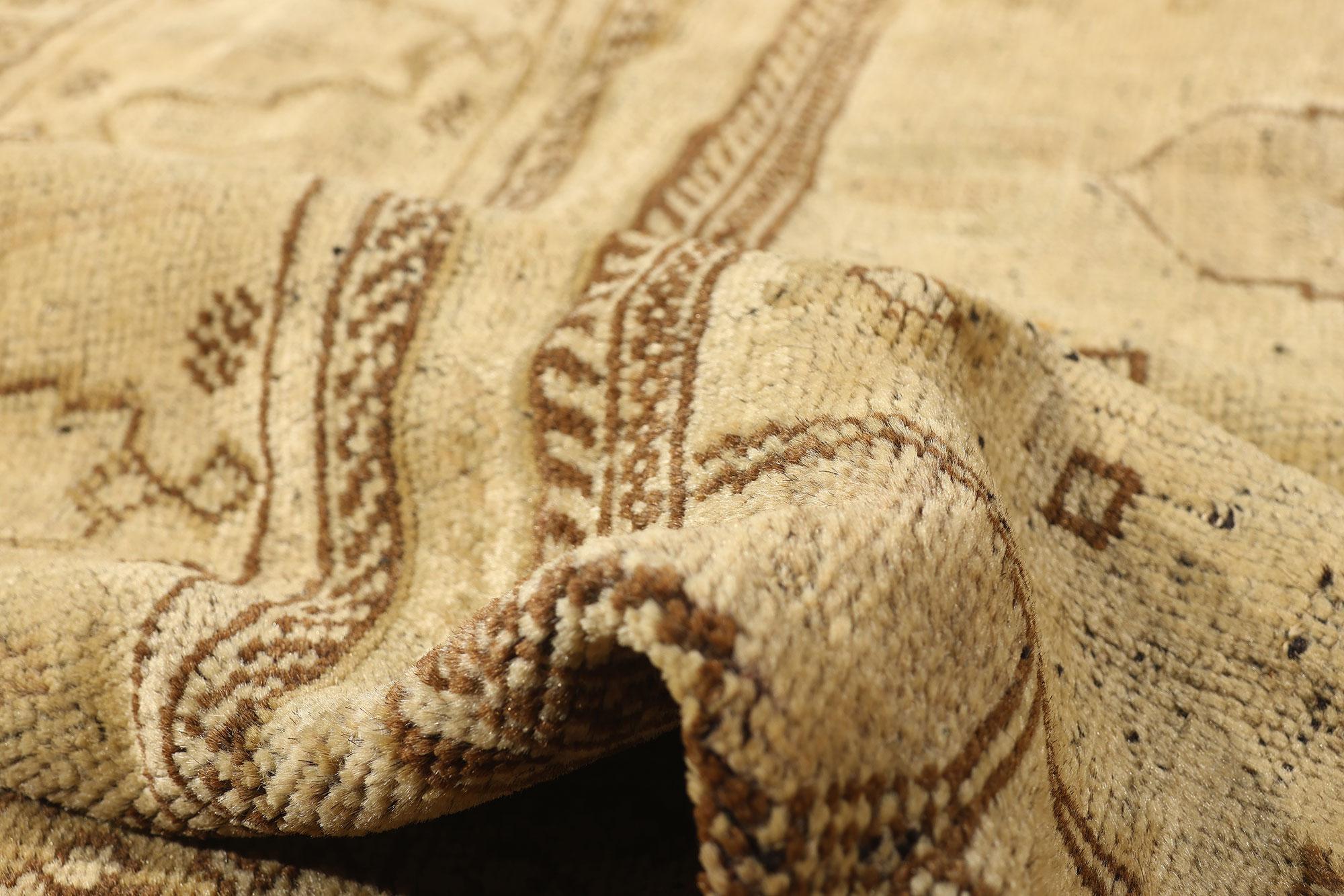 Laine Tapis turc Oushak des années 1950, style traditionnel, couleurs terreuses chaudes en vente