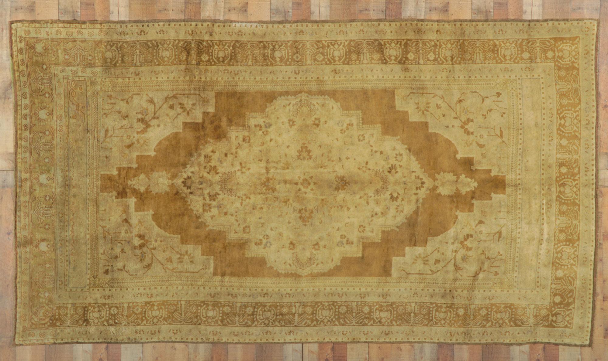 Vintage Turkish Oushak Rug Runner with Warm Earth-Tone Colors For Sale 2