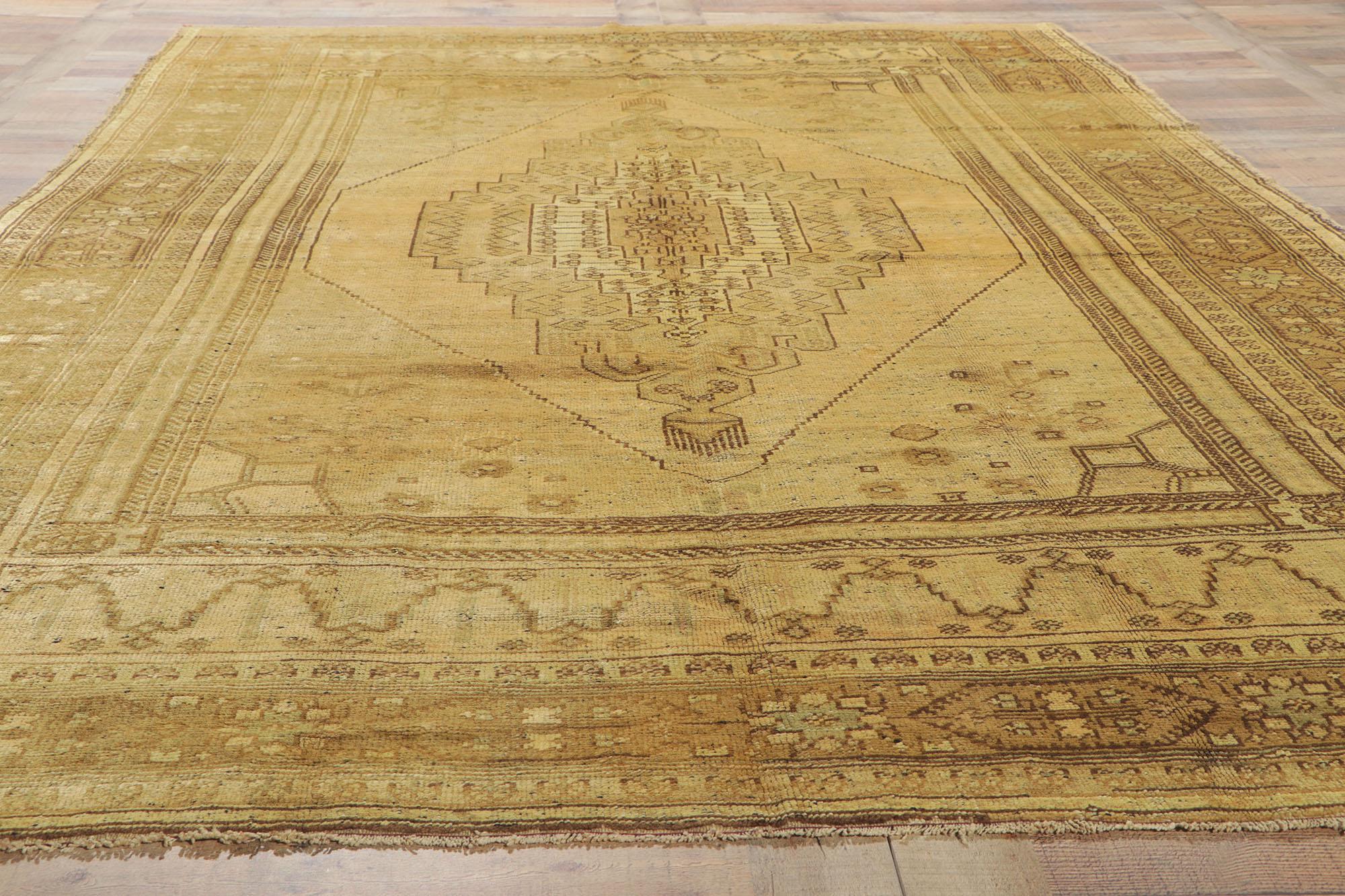 Vintage Turkish Oushak Rug with Warm Earth-Tone Colors For Sale 4