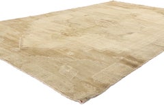 1930's Turkish Oushak Rug with Warm, Neutral Colors and Modern Style
