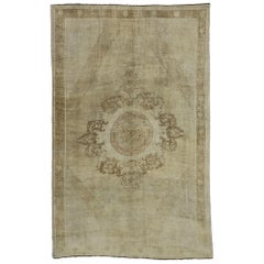 Türkischer Oushak-Teppich mit warmem russischem Dachas im Luxe-Hausstil, Vintage