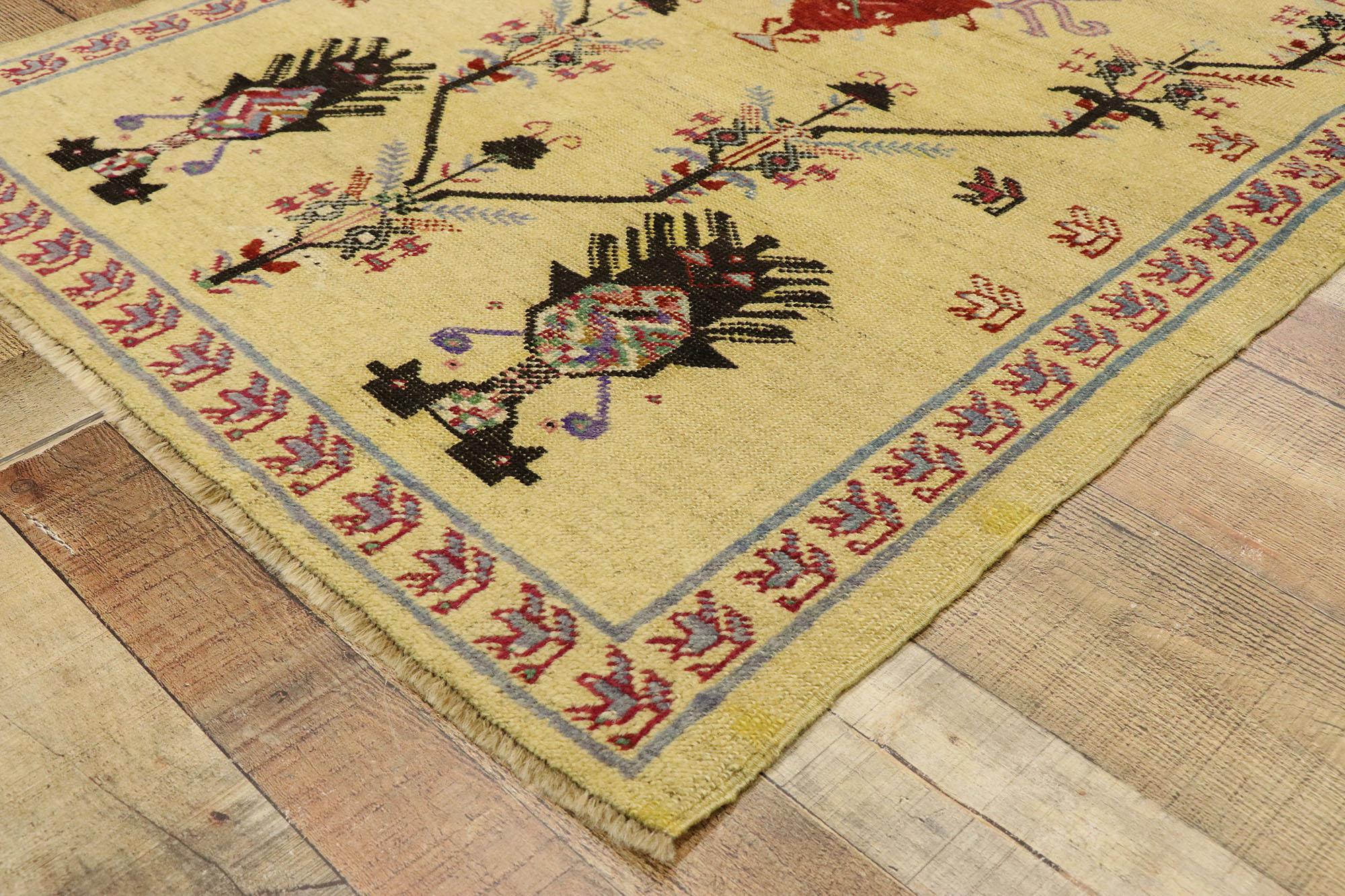 20th Century Vintage Turkish Oushak Rug with Warm Tuscan Style For Sale
