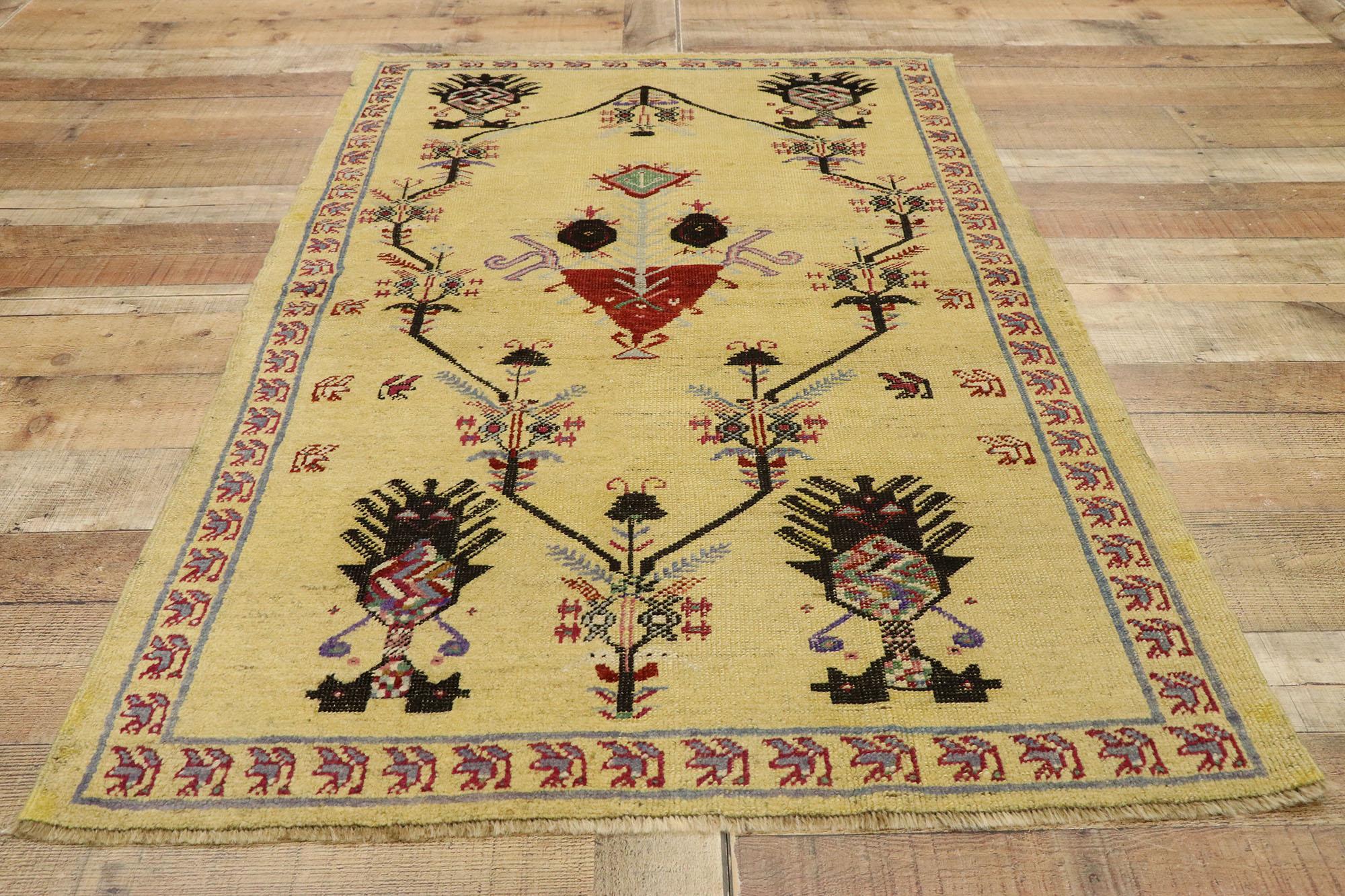 Wool Vintage Turkish Oushak Rug with Warm Tuscan Style For Sale