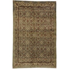 Distressed Vintage Turkish Oushak Rug with Worn-In Rustic Aesthetic