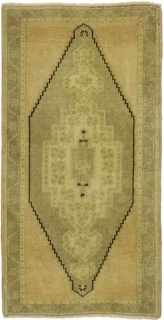 Vintage Turkish Oushak Yastik Scatter Rug, Small Accent Rug