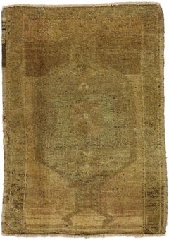 Vintage Turkish Oushak Yastik Scatter Rug, Small Accent Rug