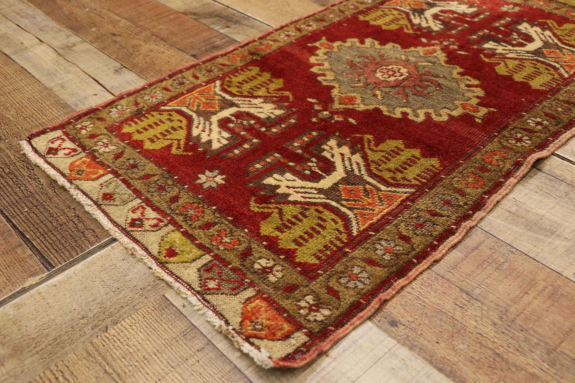 Hand-Knotted  Vintage Turkish Oushak Yastik Scatter Rug, Small Accent Rug For Sale