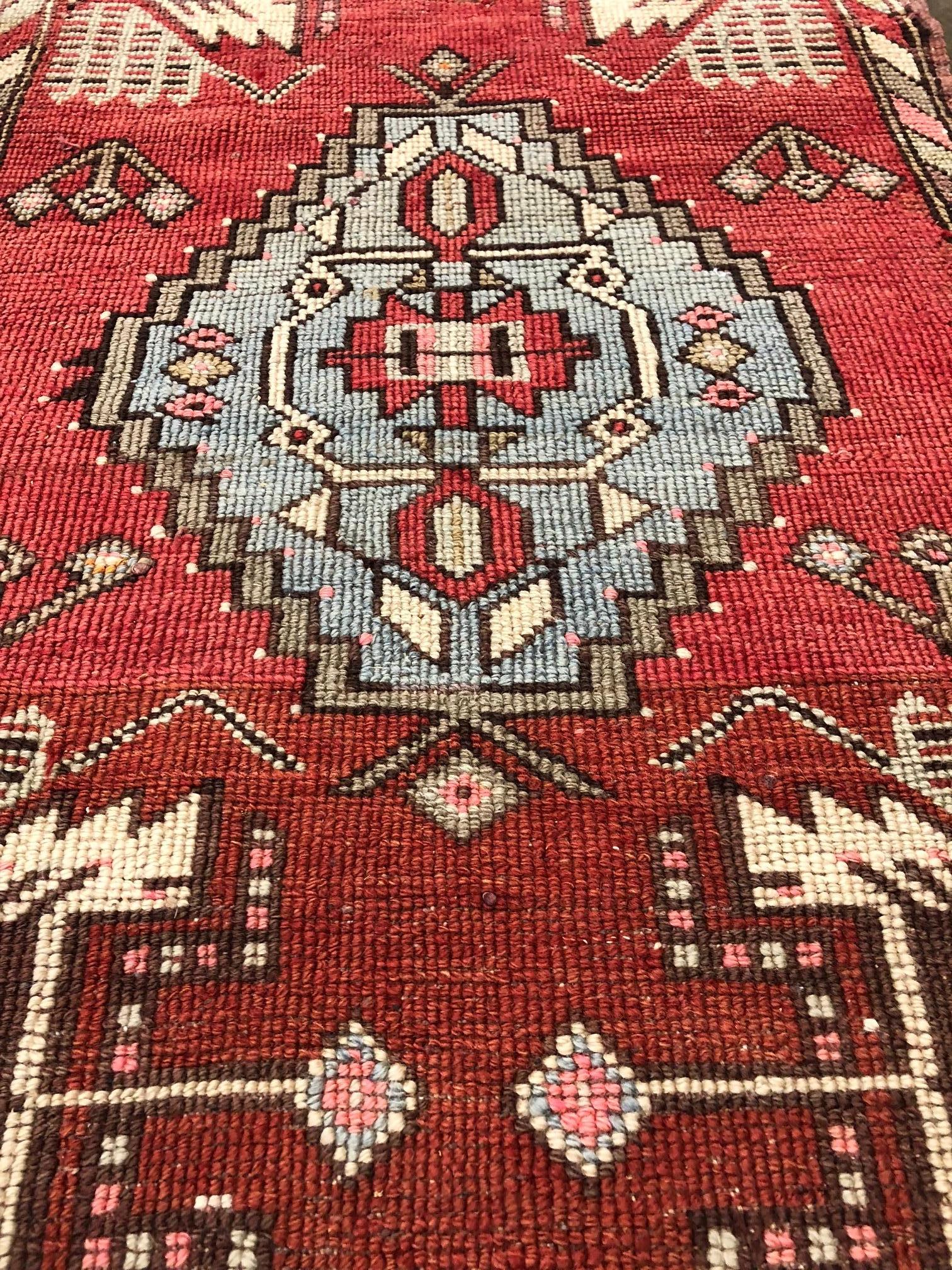 Modern Vintage Turkish Oushak Rug Yastik Accent Rug