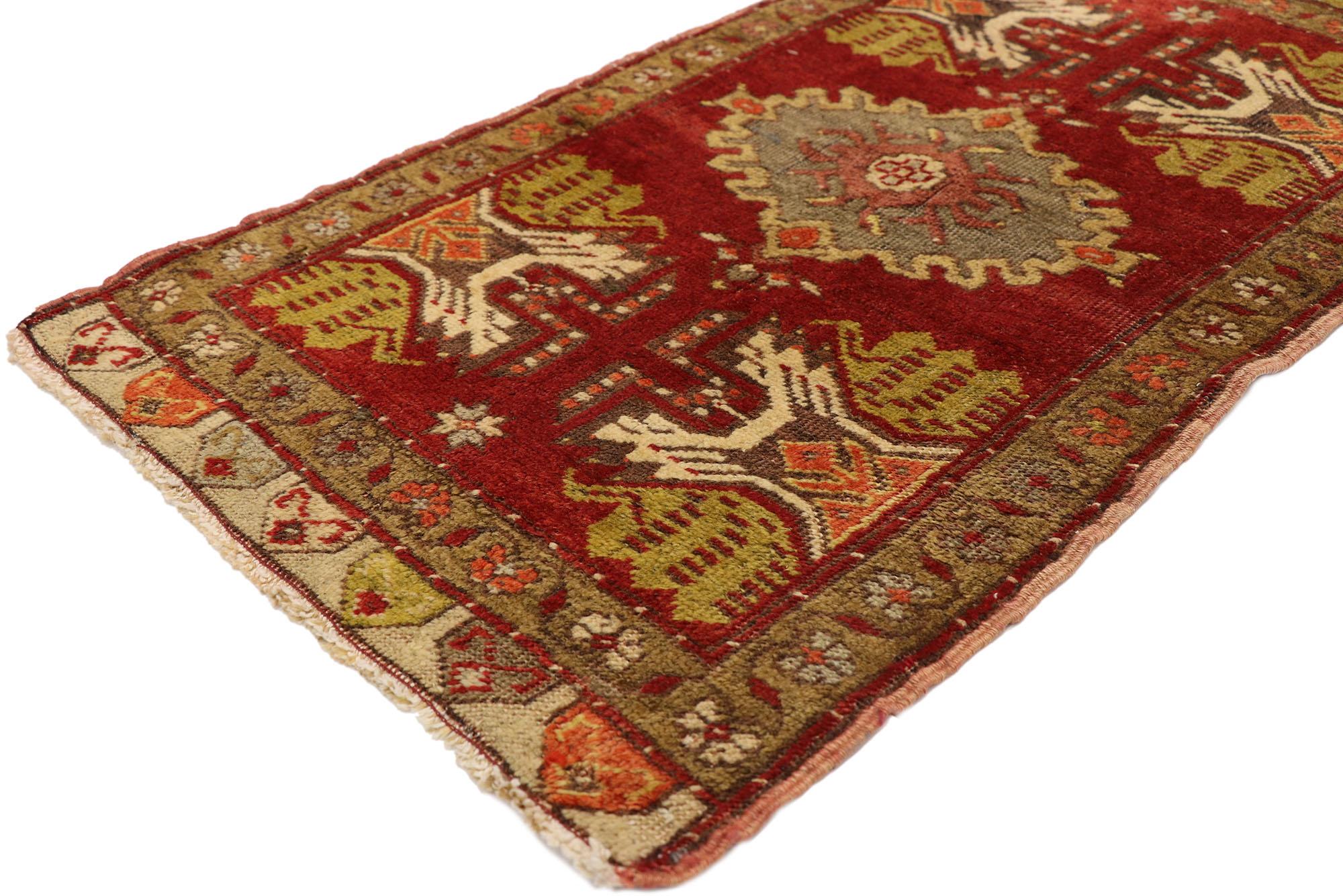 Wool  Vintage Turkish Oushak Yastik Scatter Rug, Small Accent Rug For Sale