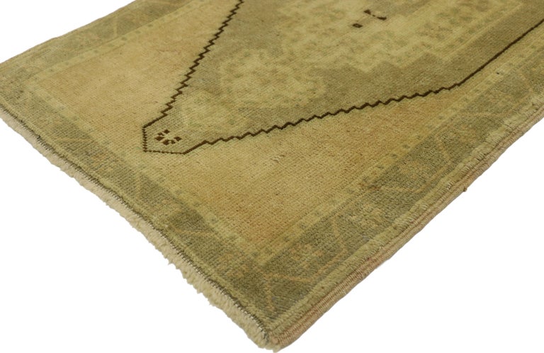 Hand-Knotted Vintage Turkish Oushak Yastik Scatter Rug, Small Accent Rug  For Sale