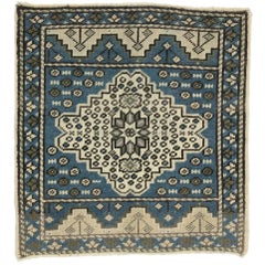 Vintage Turkish Oushak Rug Yastik Rug for Foyer, Kitchen, Bathroom, or Entry