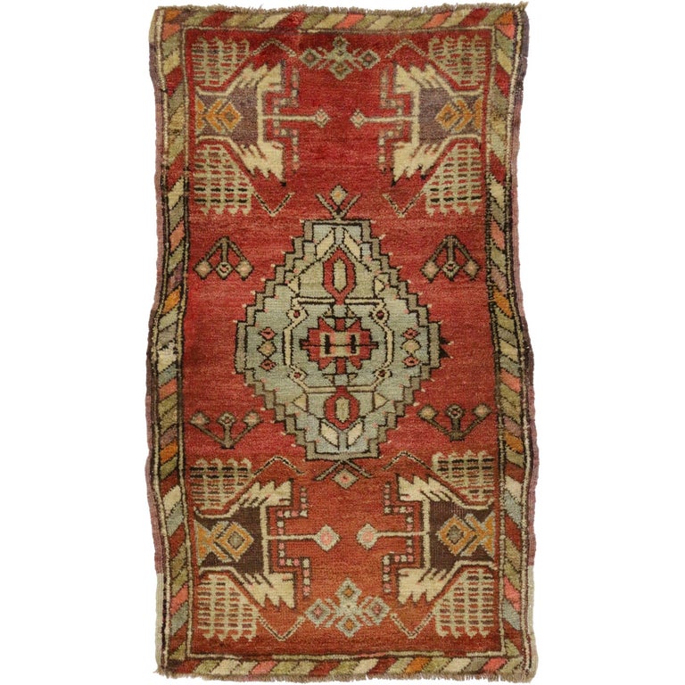 Vintage Turkish Oushak Rug Yastik Accent Rug at 1stDibs