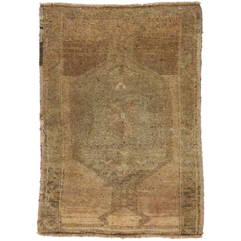 Vintage Turkish Oushak Yastik Scatter Rug, Small Accent Rug at 1stDibs