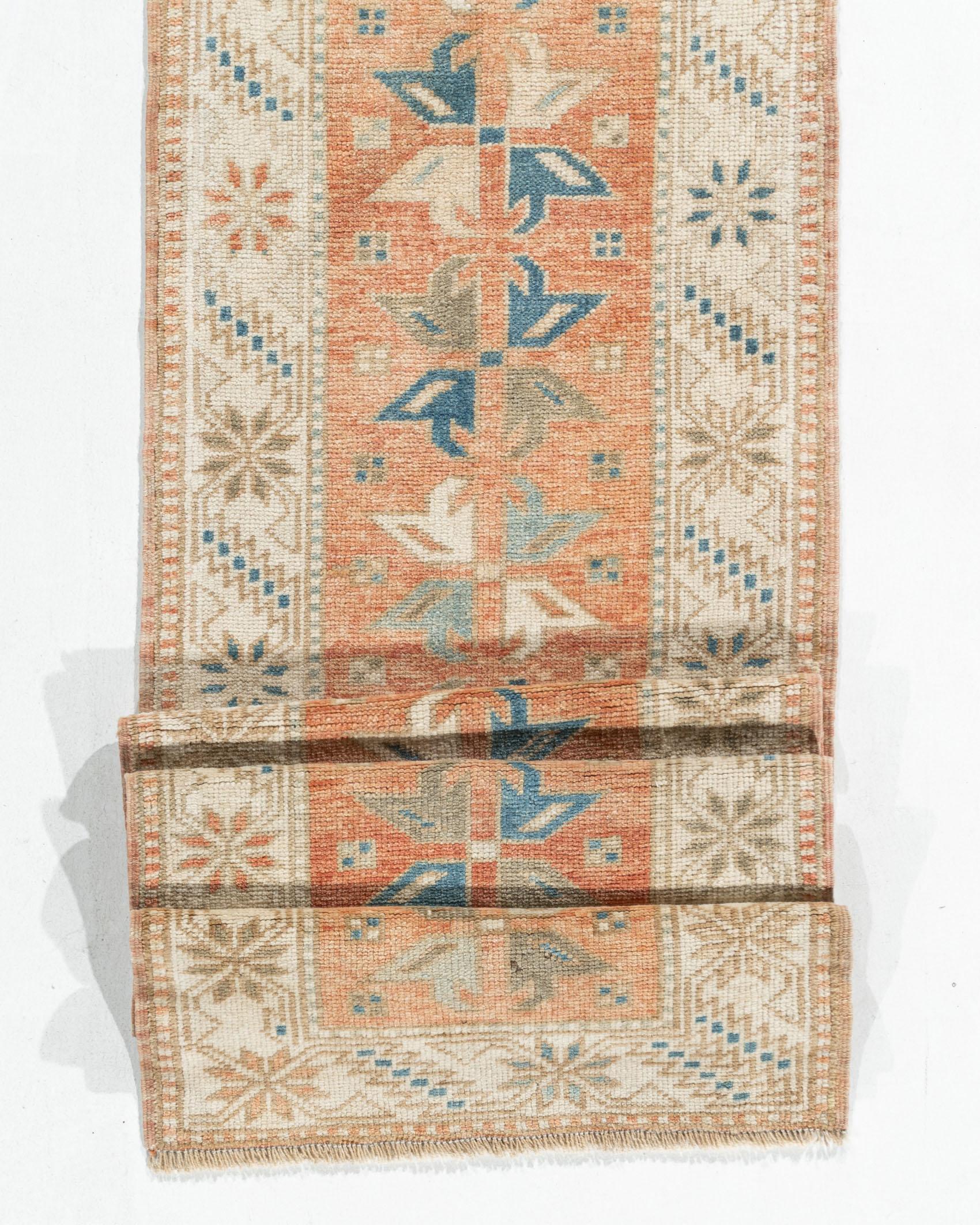 Wool Vintage Turkish Oushak Runner 1'10 x 6'8