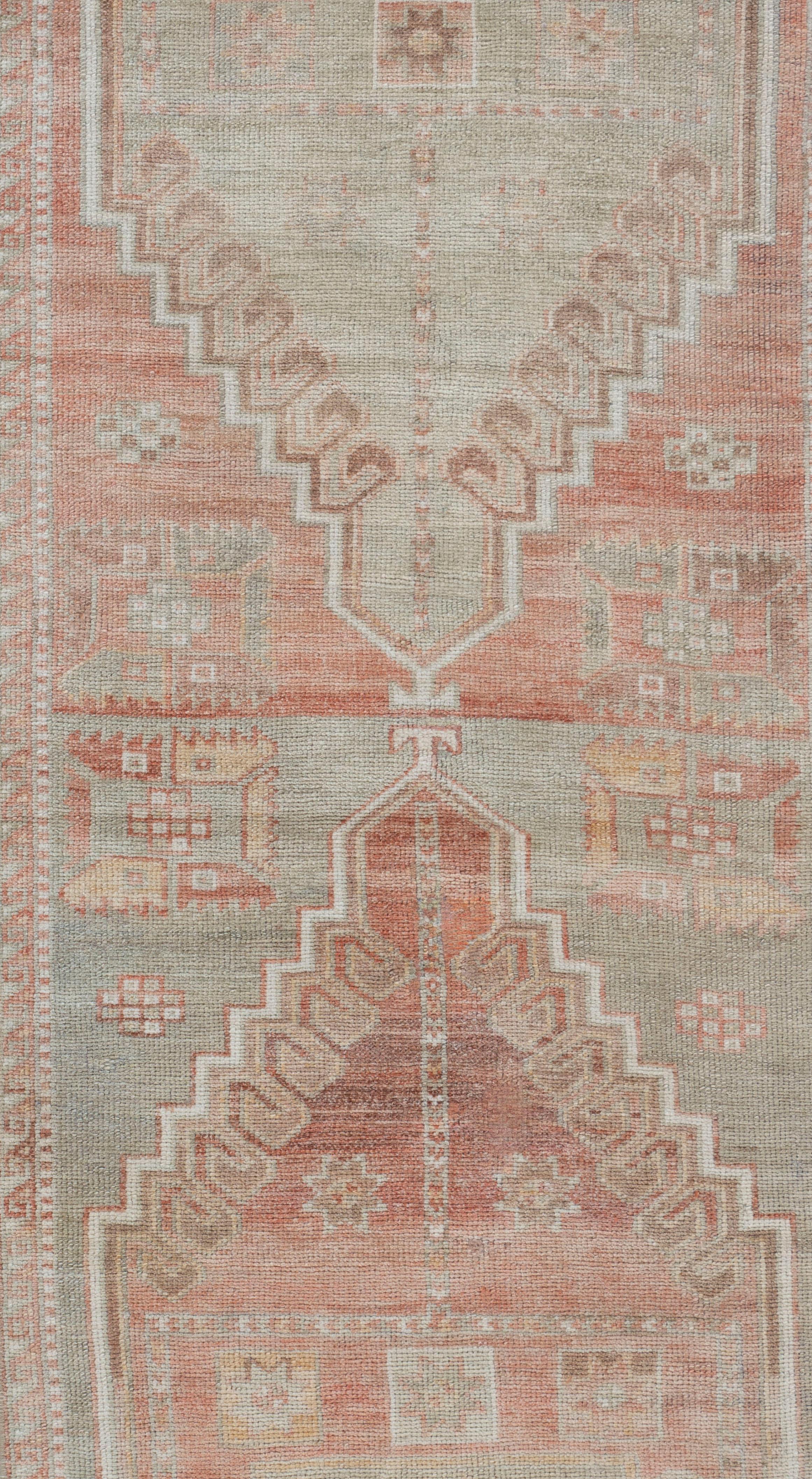 Hand-Knotted Vintage Turkish Oushak Runner 2'1 X 8'11 For Sale