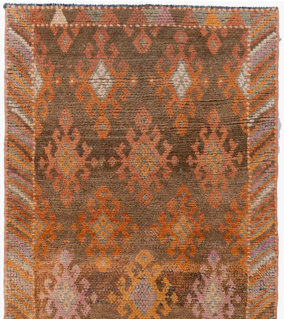 Lana Runner turco vintage Oushak 2'10 x 11'11 in vendita